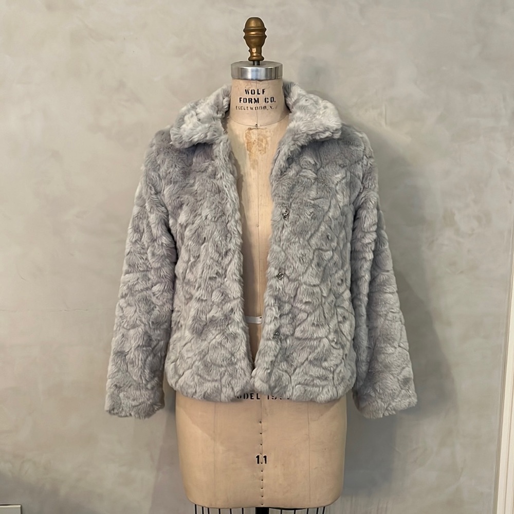 Girls Gray Faux Fir Jacket